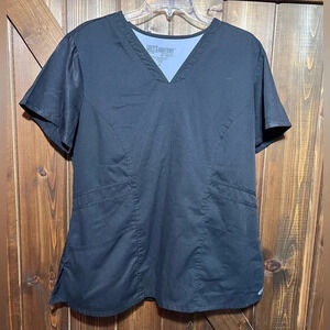 Grey's Anatomy Barco Women's Scrub 3 Pocket Top XLarge Black Soft V Neck EUC
